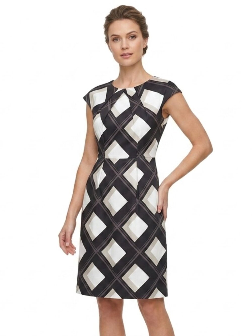 Banana Republic Silk Print Crew Neck Cap Sleeve Dress- Sz 0